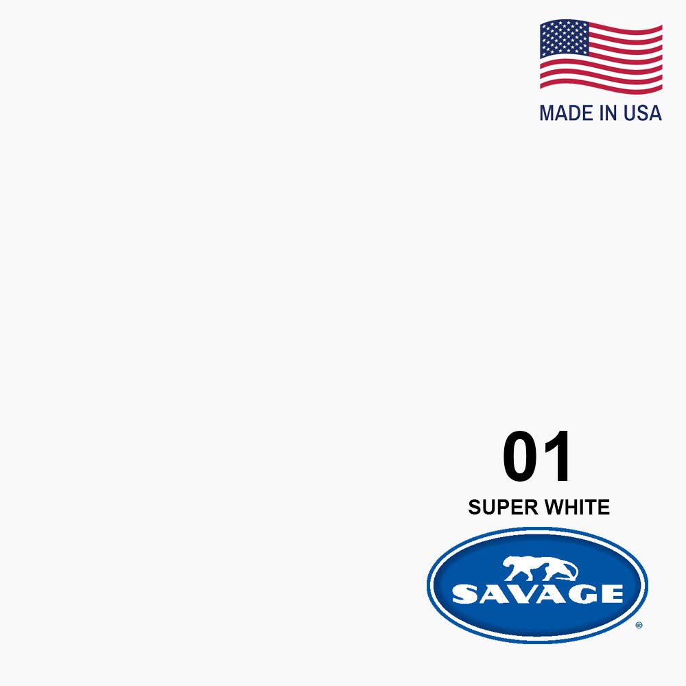 Savage Seamless Paper Photography Backdrop   Color #1 Super White, Size 26 Inches Wide X 36 Feet Long, Backdrop For Tabletop Product Photography And Crafting   Made In Usa