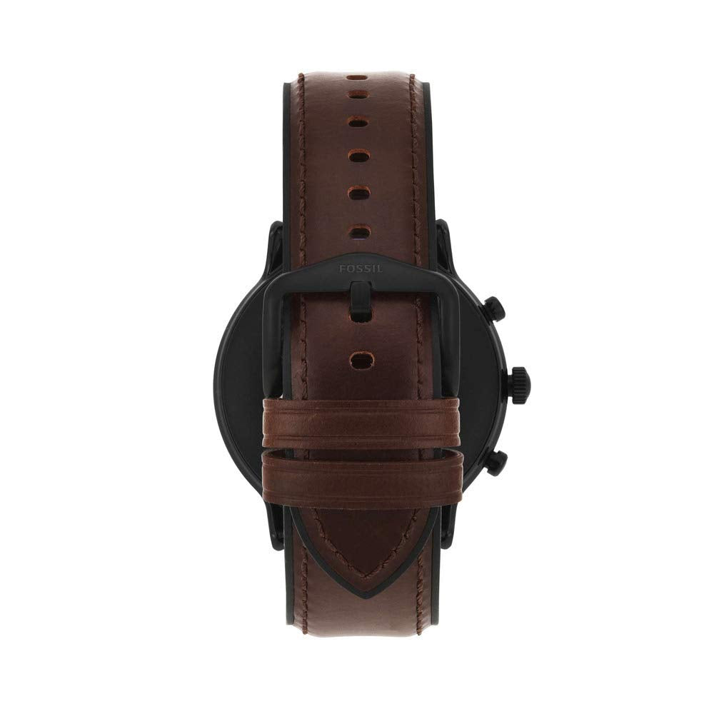 Fossil 44Mm Gen 5 Carlyle Stainless Steel And Leather Touchscreen Smart Watch, Color: Black, Brown (Model: Ftw4026)