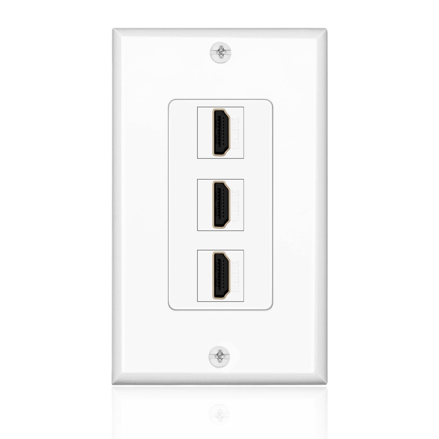 Tnp Hdmi Wall Plate (3 Port, White) Hdmi Face Plate Socket Insert Jack Outlet Panel Mount Support 4K 60Hz Hdr Arc/Earc Full Hd 3