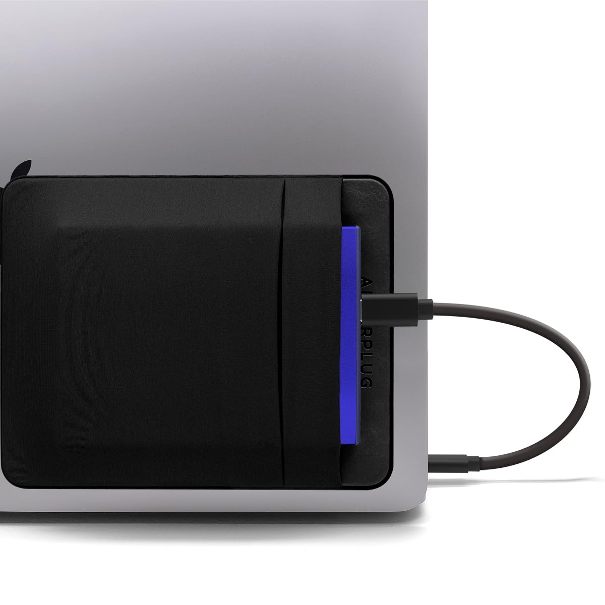 Afterplug 2 Pocket Adhesive Pouch For Laptop, Compatible With External 2.5' Hdd, Ssd, Magic Mouse, Usb Cable And More   Black