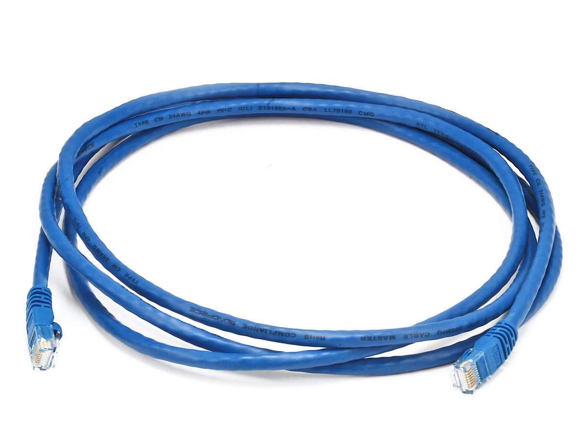Monoprice 7Ft 24Awg Cat6 550Mhz Utp Ethernet Bare Copper Network Cable   Blue