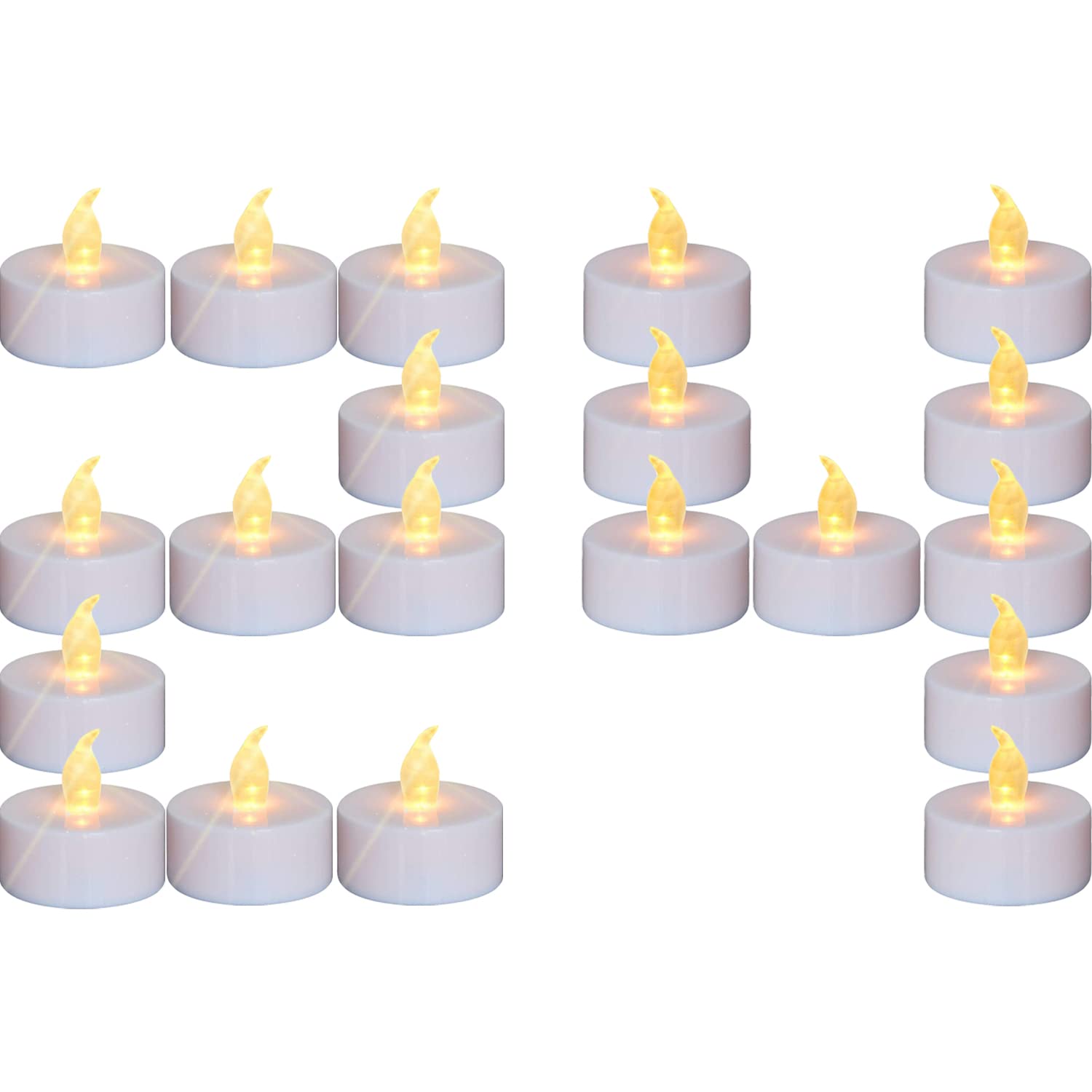 Yiwer Battery Tea Lights Candles Set Of 24: Flickering Flameless Realistic Tealights With Warm Yellow Light Candle Light For Fes