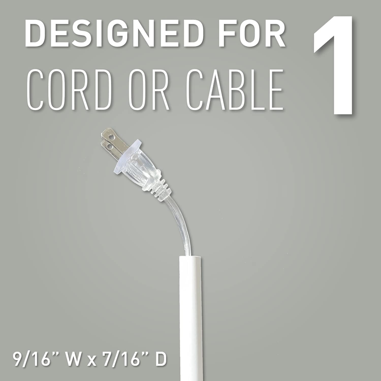 Legrand Wiremold C16 Cordmate Flat Elbow Cord Cover, Organizer For Wall, Holds 1 Cord Or Cable, White (1 Pack)