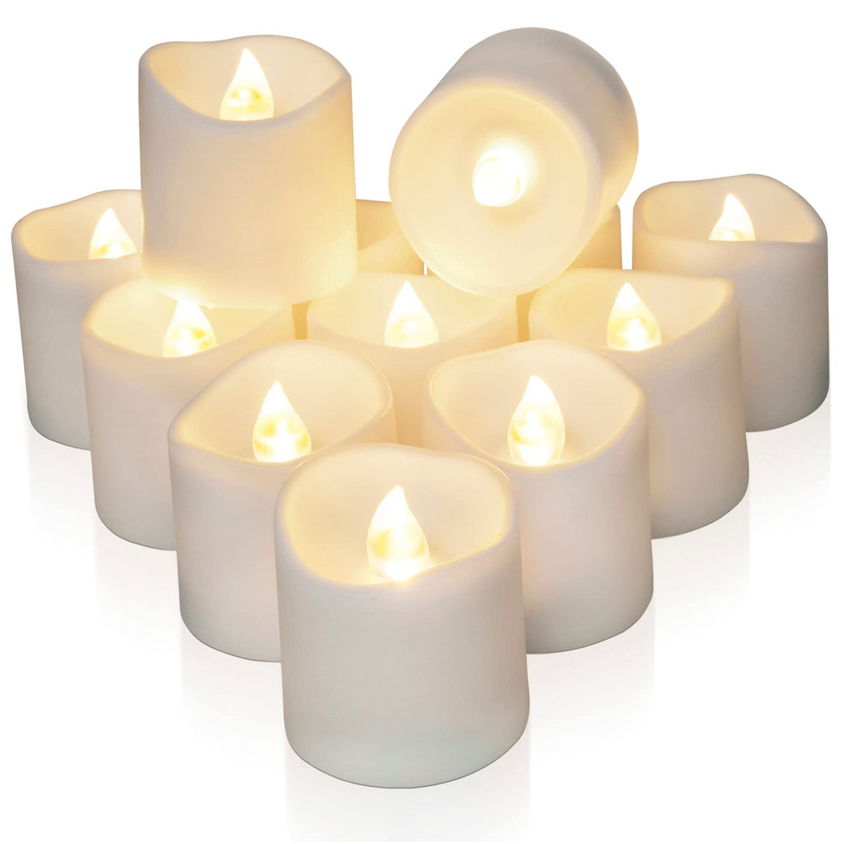 Homemory 12Pack Timer Flameless Led Votive Candles, Long Lasting Battery Operated Tea Light With Timers, 6 Hours On And 18 Hours