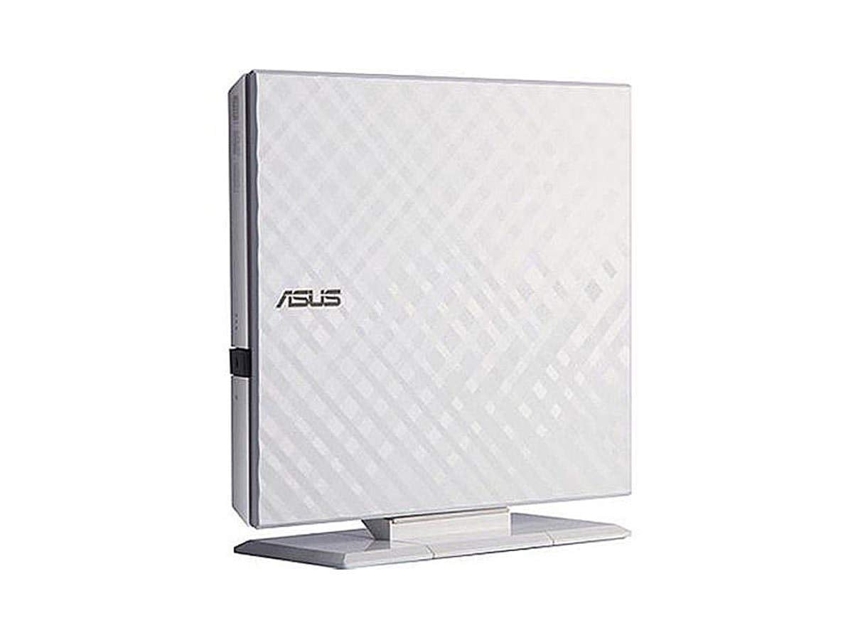 ASUS LITE Portable USB 2.0 Slim 8X DVD/ Burner +/ Rewriter External Drive, Compatible with both Mac & Windows, White (SDRW08D2
