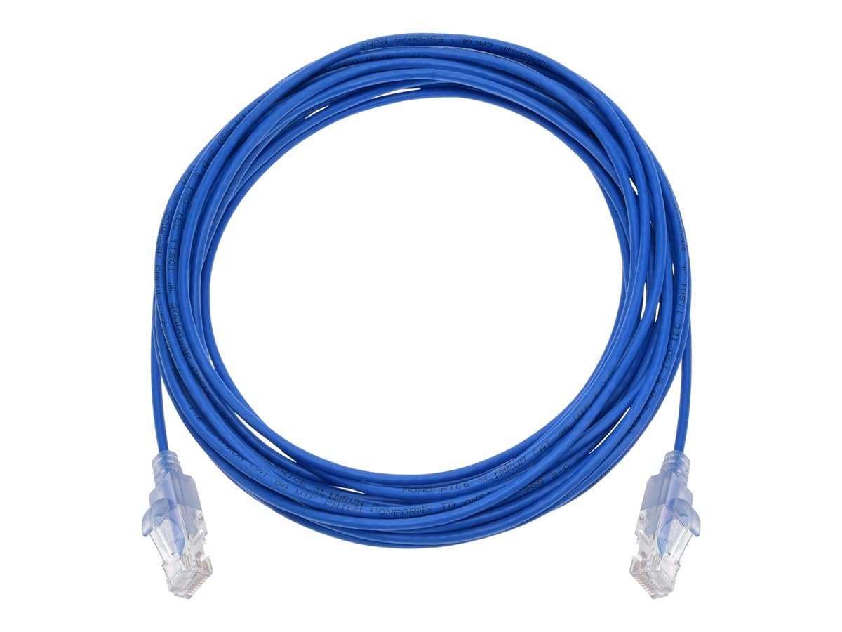 Monoprice Cat6A 25Ft Blue 10 Pk Patch Cable Utp 30Awg 10G Pure Bare Copper Snagless Rj45 Slimrun Series Ethernet Cable