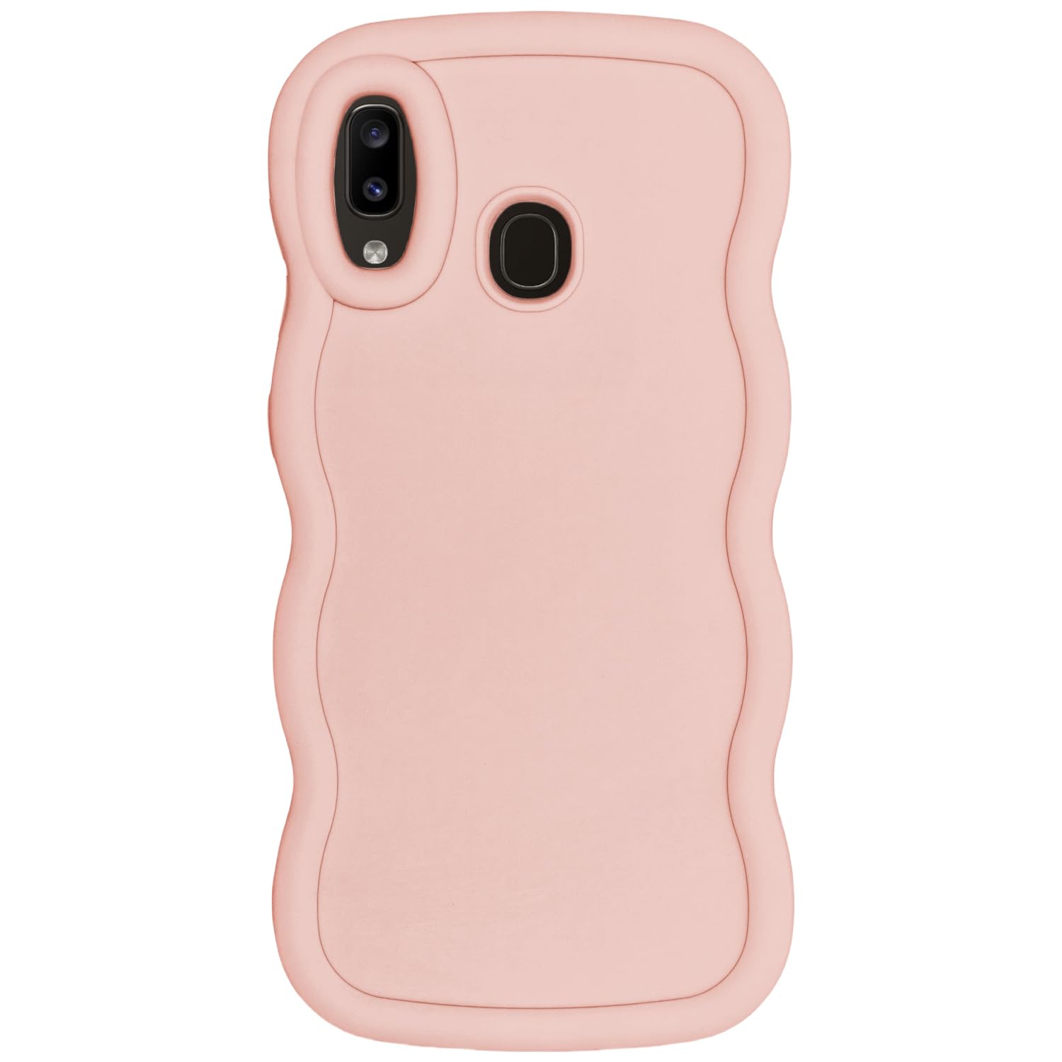 WOGROO Slim Fit Case for Samsung Galaxy A20 / A30, Wave Frame, Cute Soft TPU Thin Protective Phone Cover for Women, Light Pink