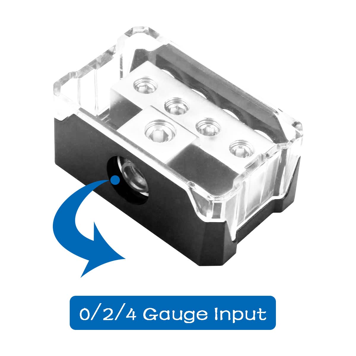 Seamaka 2Pcs 4 Way Power Distribution Block,0/2/4 Awg Gauge In 4/8/10 Gauge Out,Amp Distribution Connecting Block For Car Audio