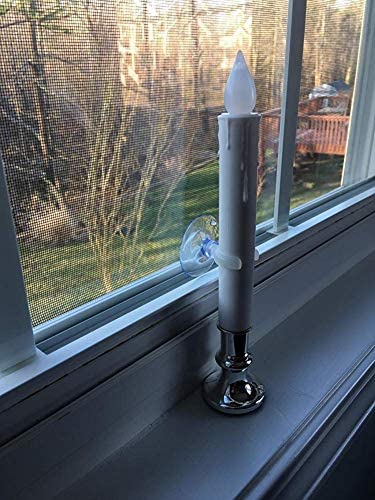 Wondise Flameless Window Candles With Remote And Timer, Battery Operated Silver Holders And Suction Cups White Candles For Chris