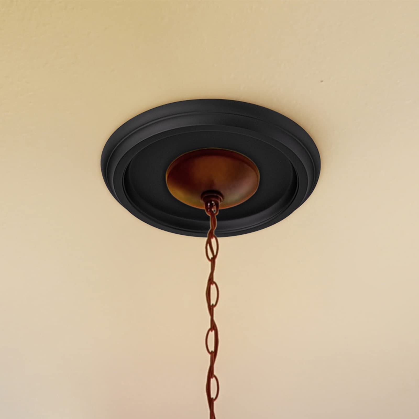 Eifhyt 2 Pack Molded Pu Ceiling Medallion For Light Fixtures And Ceiling Fans, 10'' Od X 4'' Id (Black)