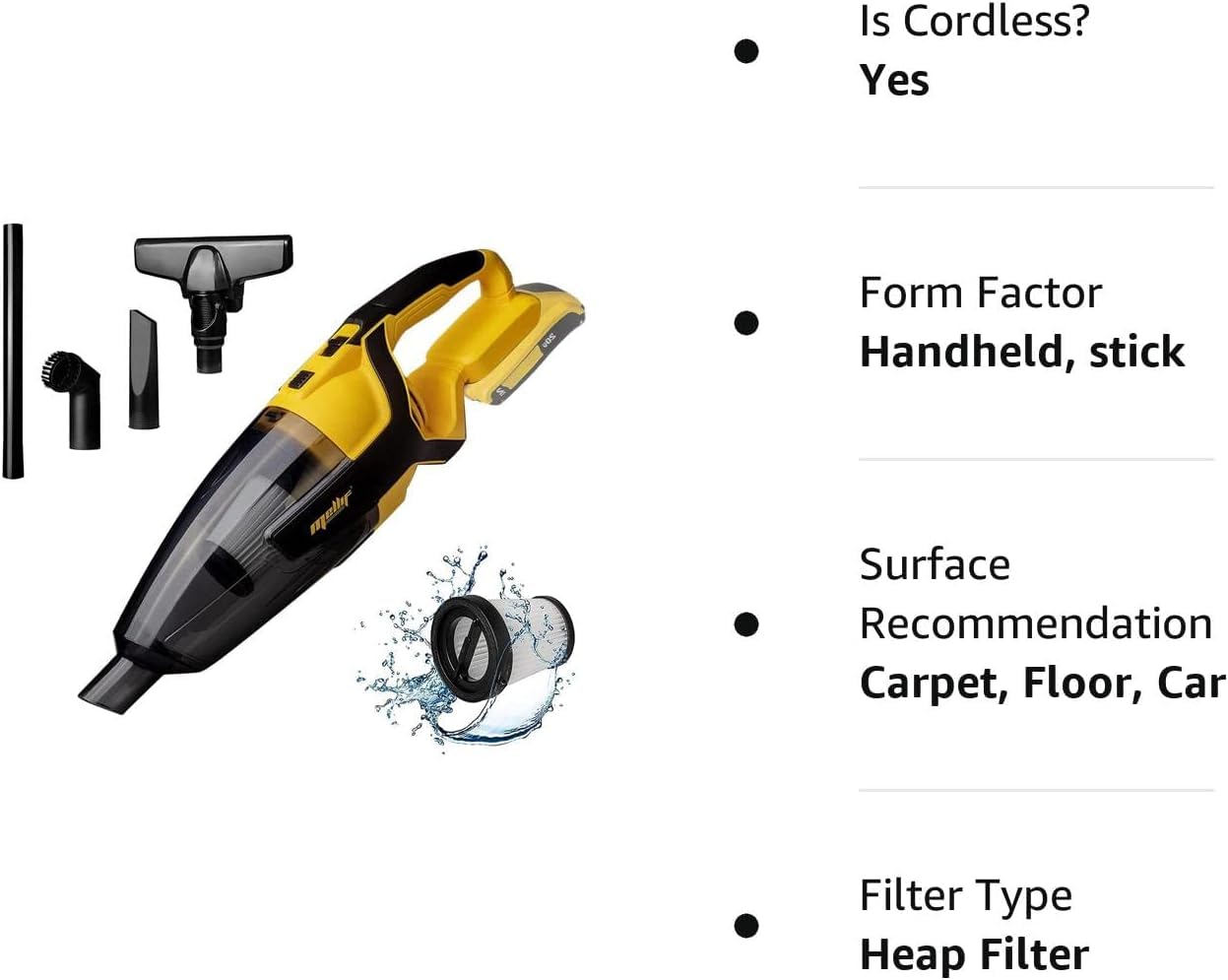 120W Cordless Handheld Vacuum Cleaner For Dewalt 20V 60V Max Battery (Battery Not Included) Portable For Hard Floor Carpet Car P