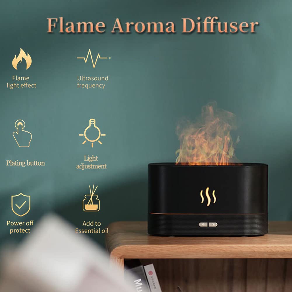 Upgraded 7 Color Flame Fireplace Air Aroma Essential Oil Diffuser,Usb Personal Desktop Noiseless Cool Mist Humidifier With Auto