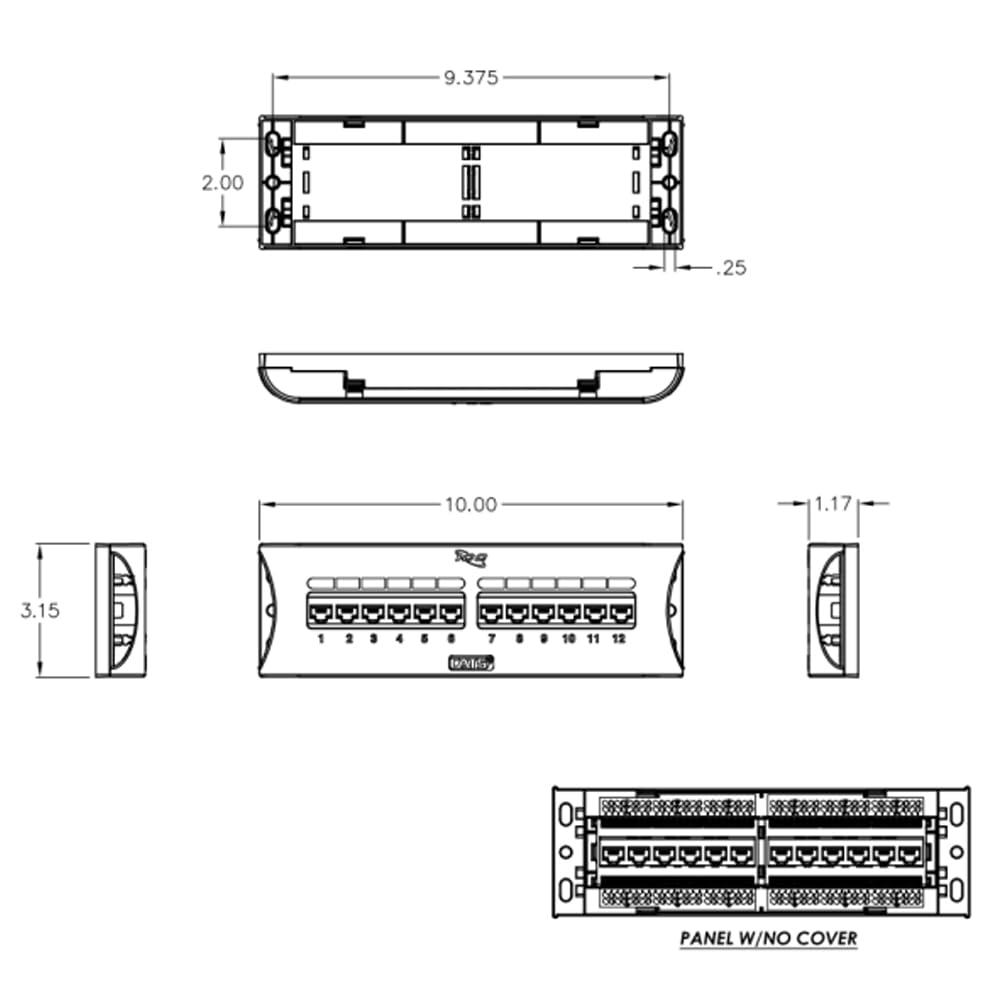 Icc Cat5E Zero U Front Access Patch Panel With 12 Ports