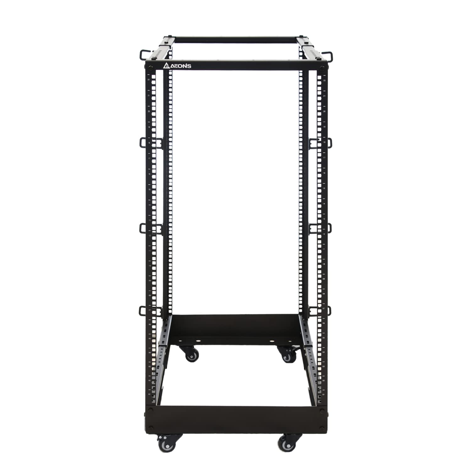 Aeons 22U 4 Post It Open Frame Server Rack 19 Inch Depth Adjustable (22' To 40') Network Equipment Av Gear W/Casters And Cable Management