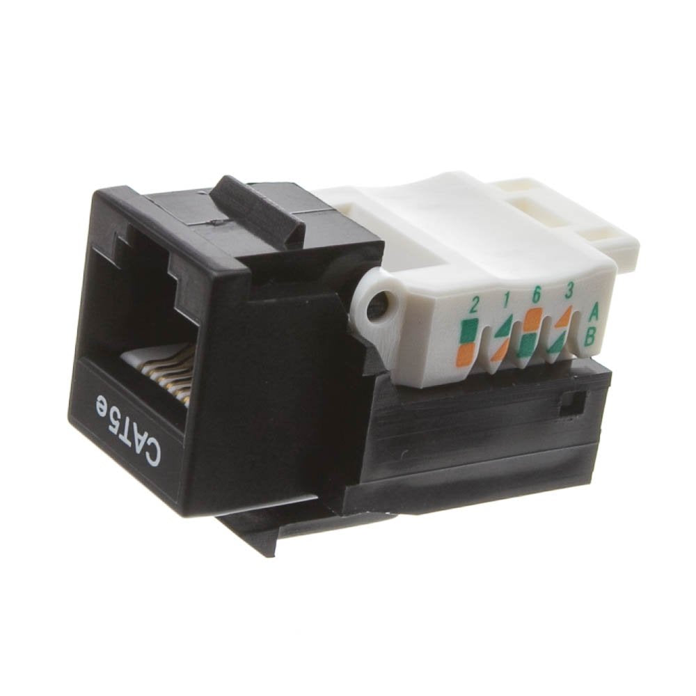 Cablewholesale Cat5E Keystone Jack, Toolless Rj45 Female (Utp) To 110 Punch Down Connector, Black