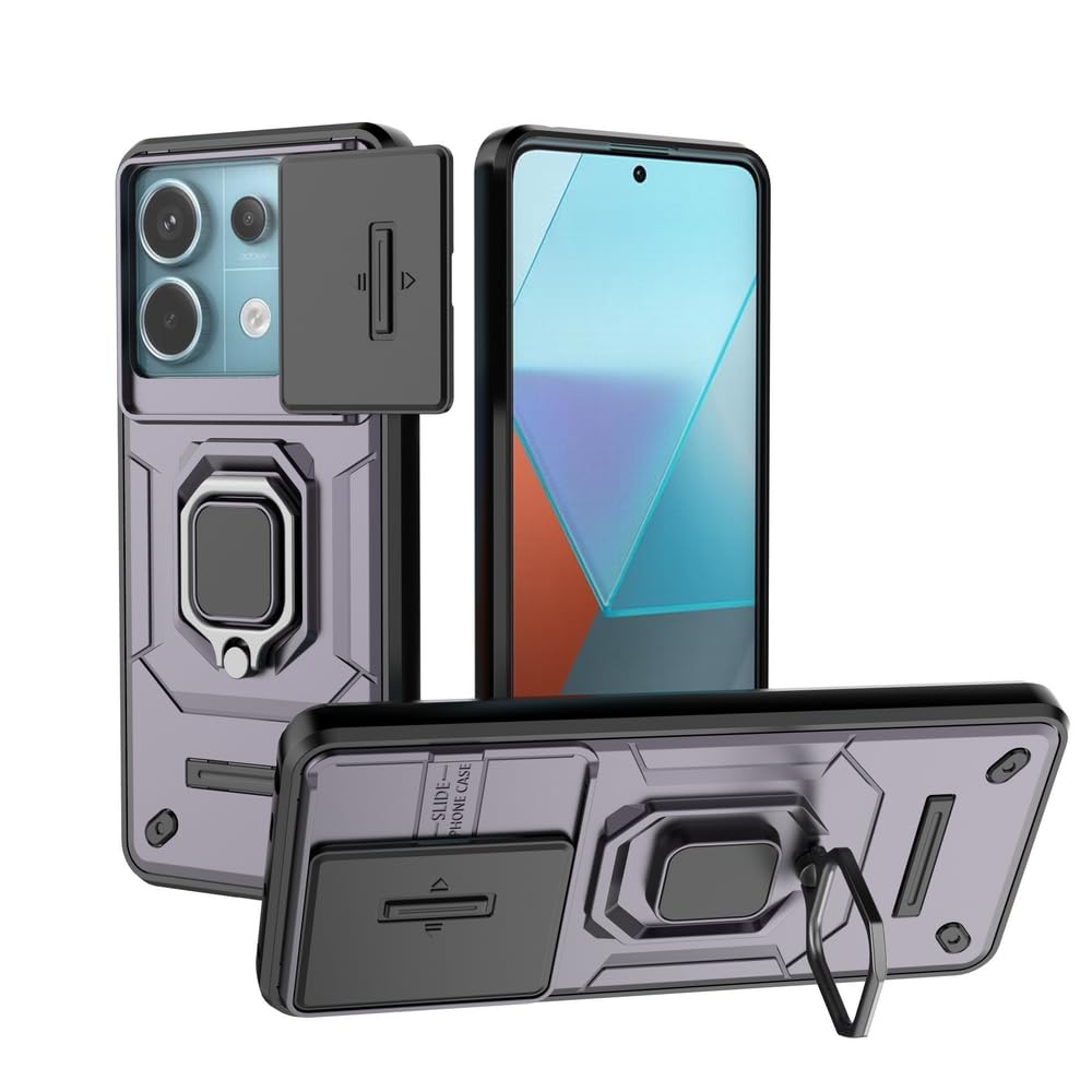 Kukoufey Compatible With Redmi Note 13 Pro 5G Bracket Shell,With Slide Camera Lens Cover Compatible With Xiaomi Redmi Note 13 Pr