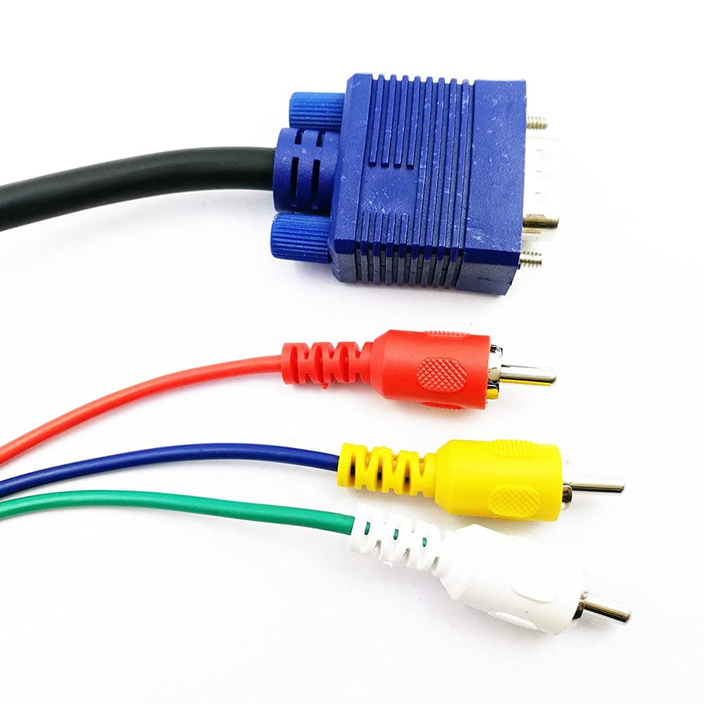 5Ft / 1.5M Vga To 3 Rca Cable Vga Male Cable 15 Pin Digital To Analog Pc Tv Video Cable Av Adapter Hdtv Laptop Pc Dvd Display Ca