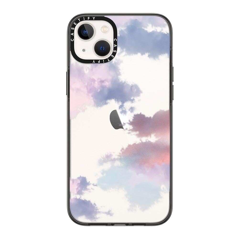 Casetify Compact Iphone 14 Plus Case [2X Military Grade Drop Tested / 4Ft Drop Protection]   Clouds   Clear Black