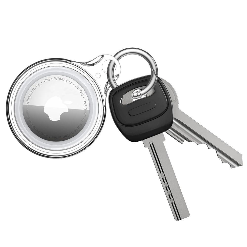 COOLQO IPX8 Waterproof Airtag Holder Keychain Hard PC Glitter 4 Pack