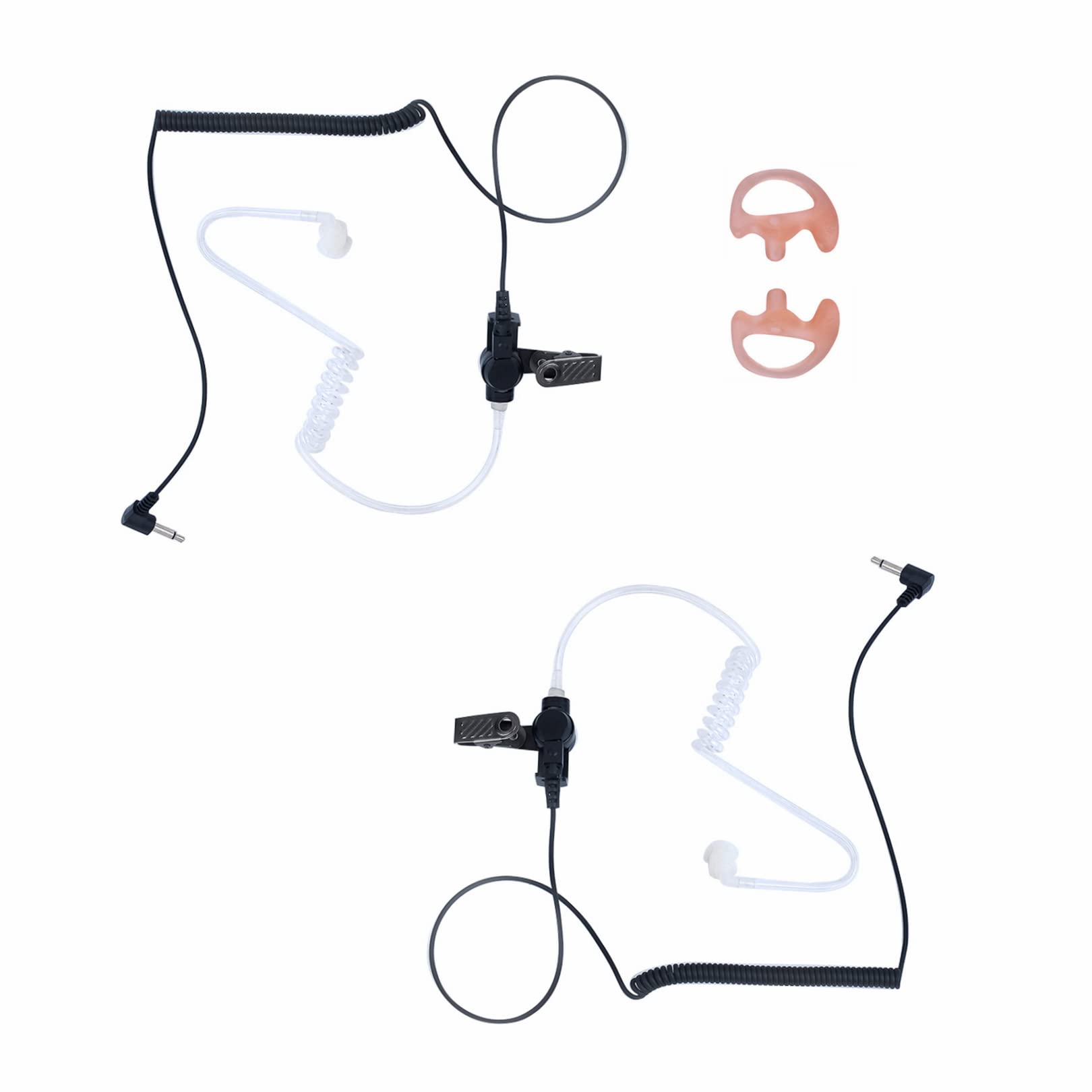 Keyblu Surveillance Kit Acoustic Tube Listen Only Police Earpiece For Law Enforcement With 1 Pair Flesh Medium Earmold For 2 Way Radio (3.5Mm 2 Pcs)