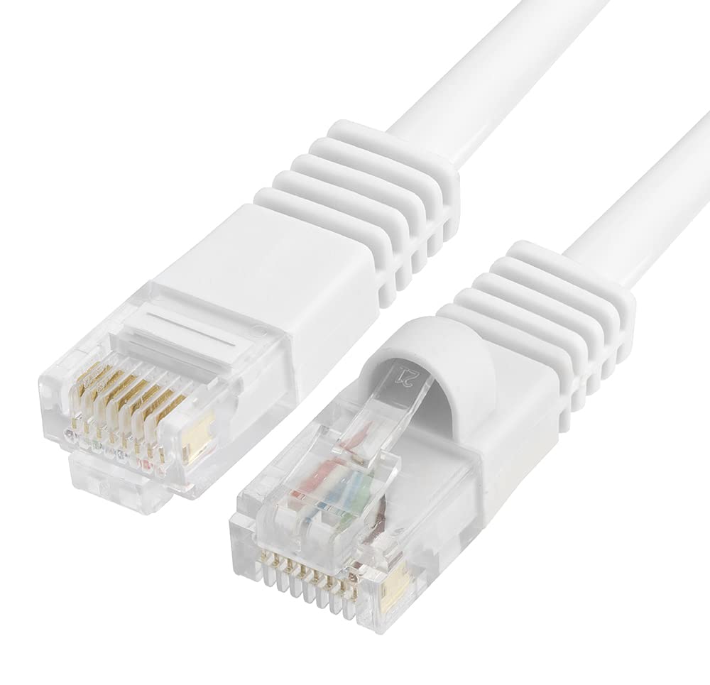Cmple Cat5E Network Ethernet Cable   Computer Lan Cable 1Gbps   350 Mhz, Gold Plated Rj45 Connectors   10 Feet White