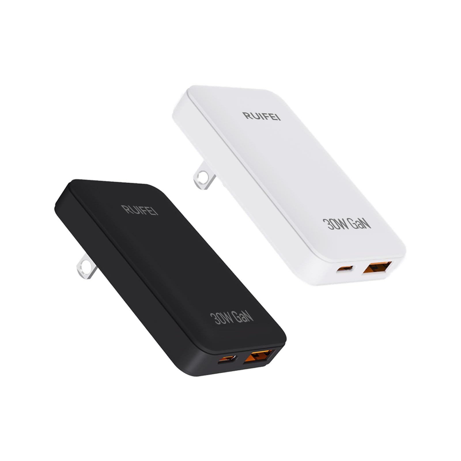 30W Flat USB C Charger Block(Dual-Port Power Adapter) with GaN Tech,Ultra Thin & Foldable Plug Design Convenient for Travel,Fast