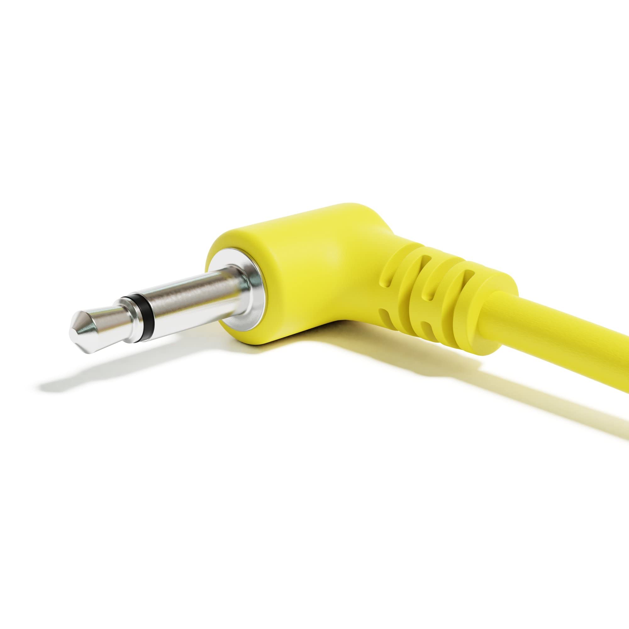 Excelvalley - 5-Pack - Right Angle Mono Modular Patch Cables - 3.5Mm 1/8 Eurorack Synthesizer [Yellow | 150 Cm - 59.06]