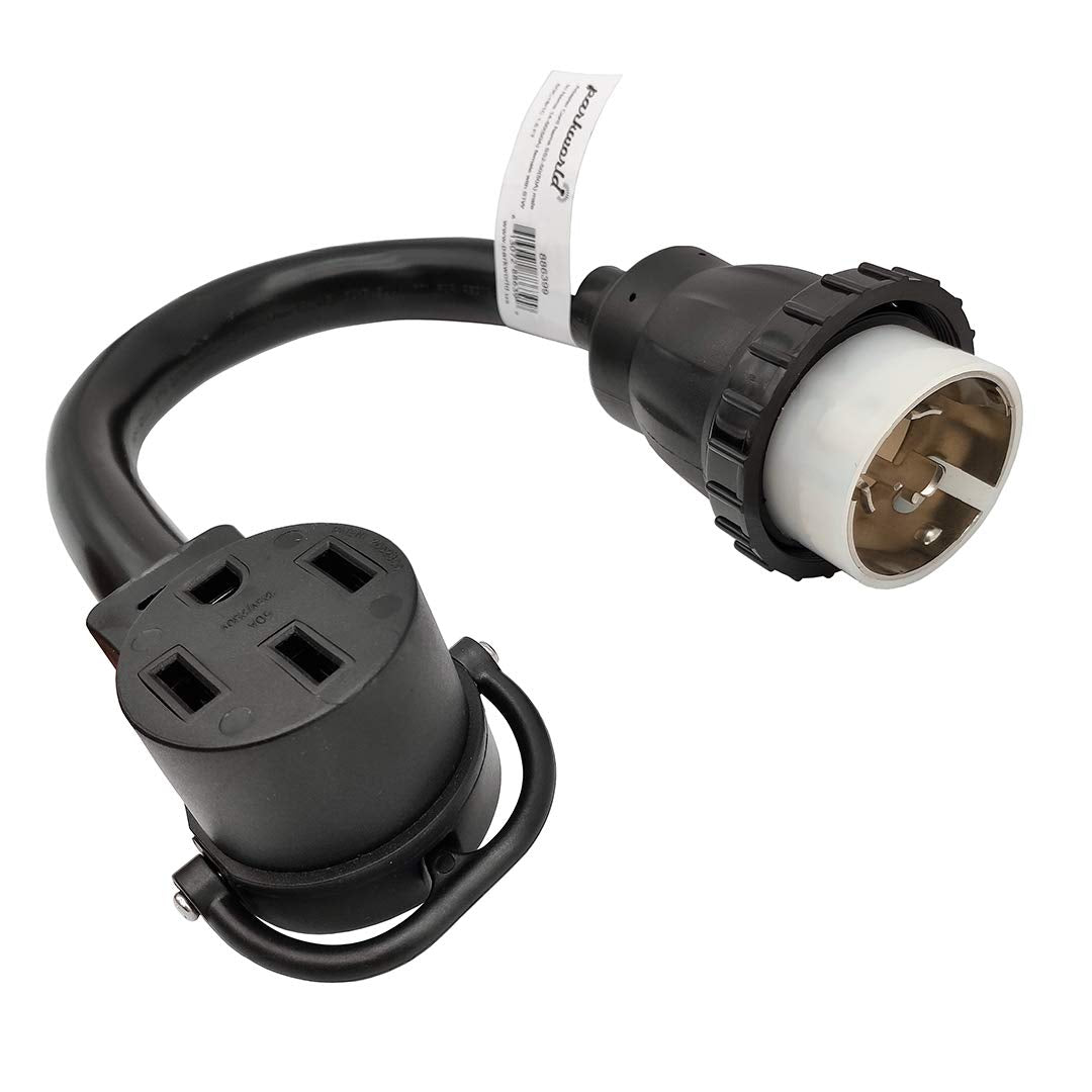 Parkworld 886399 Shore Power Adapter Cord 50A NEMA SS2-50P to 14-50R, 1.5FT, Black, Copper Material