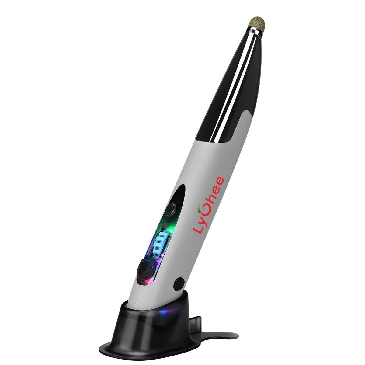 lychee Pocket Pen Mouse Rechargeable, Left/RightHanded Optical Ergonomic Mouse with Bluetooth and Stylus Function (Grey)
