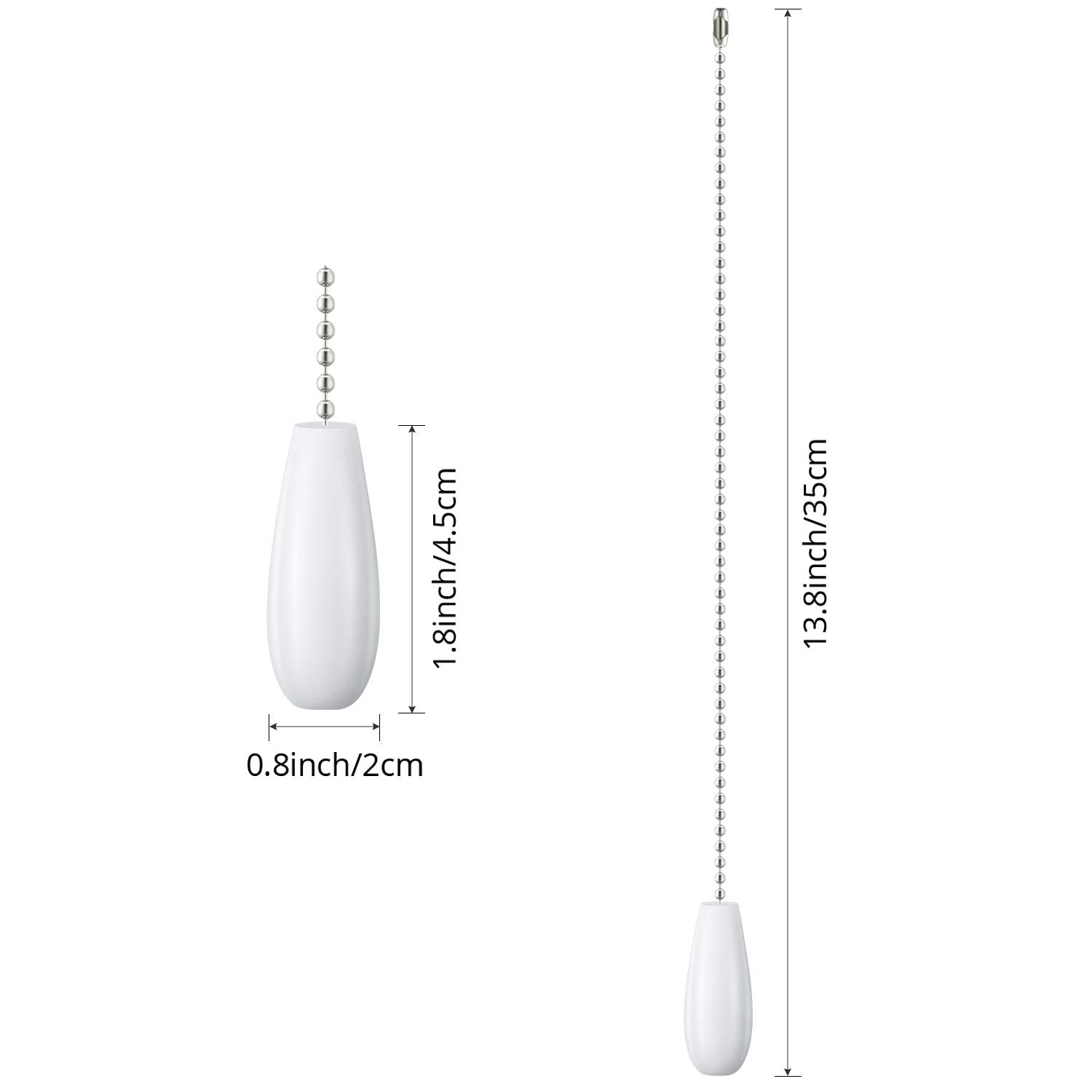 8 Pieces Ceiling Fan Pull Chains Extender Wooden Pendant Pull Chain Extension For Ceiling Light Lamp Fan (White)