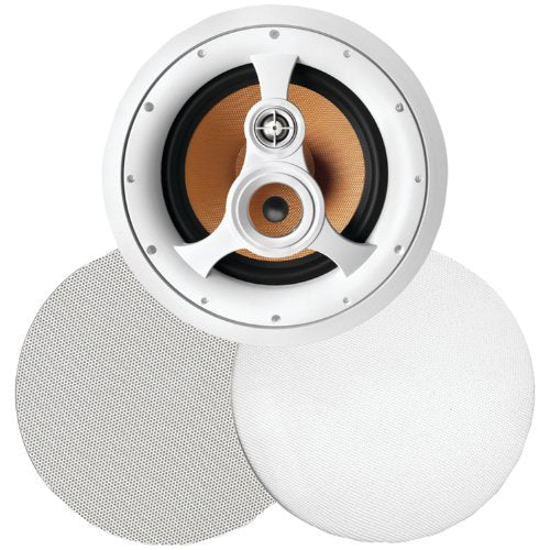 250W 3 Way 10    In Ceiling Speaker With Pivoting Tweeter And Midrange, Metal And Cloth Grills
