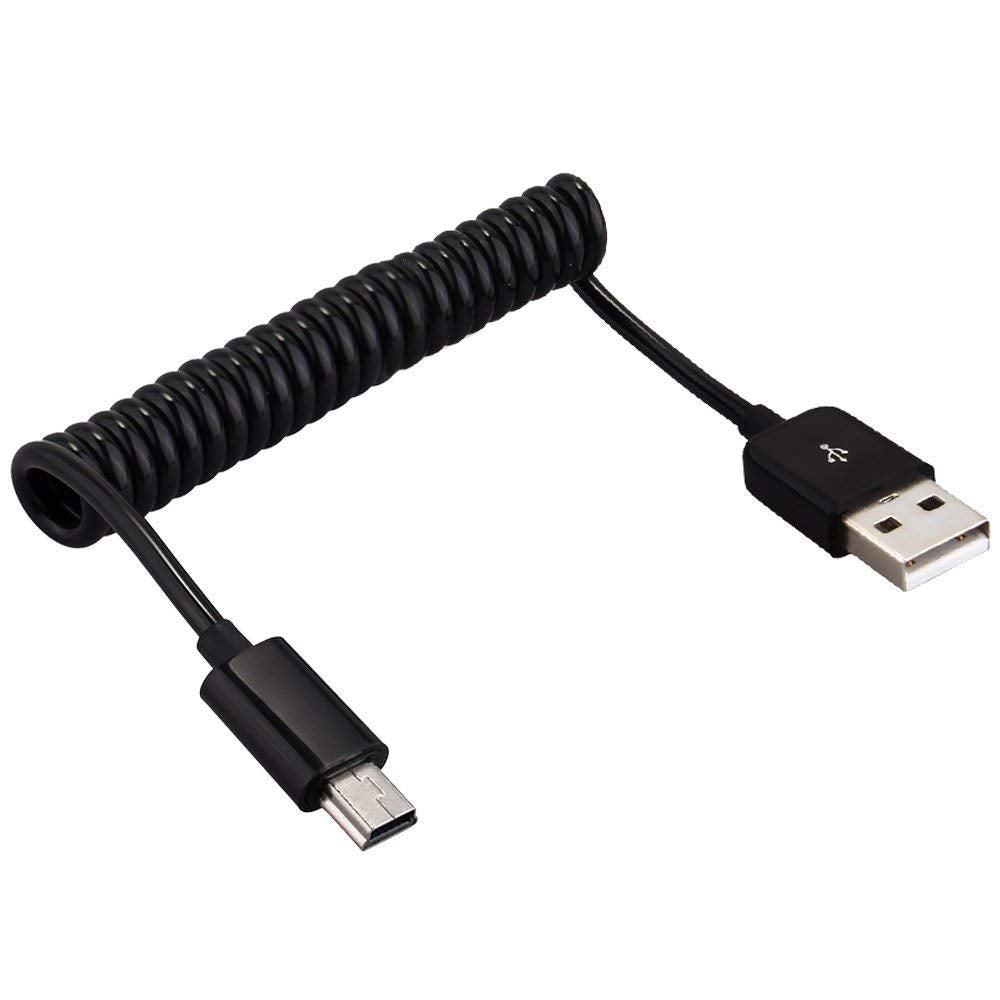 USB 2.0 Type A Male to Mini Expansion Spring Coiled Cable 4-36inch Standard Spiral Flexible Extension for Printers, Cameras, Mou