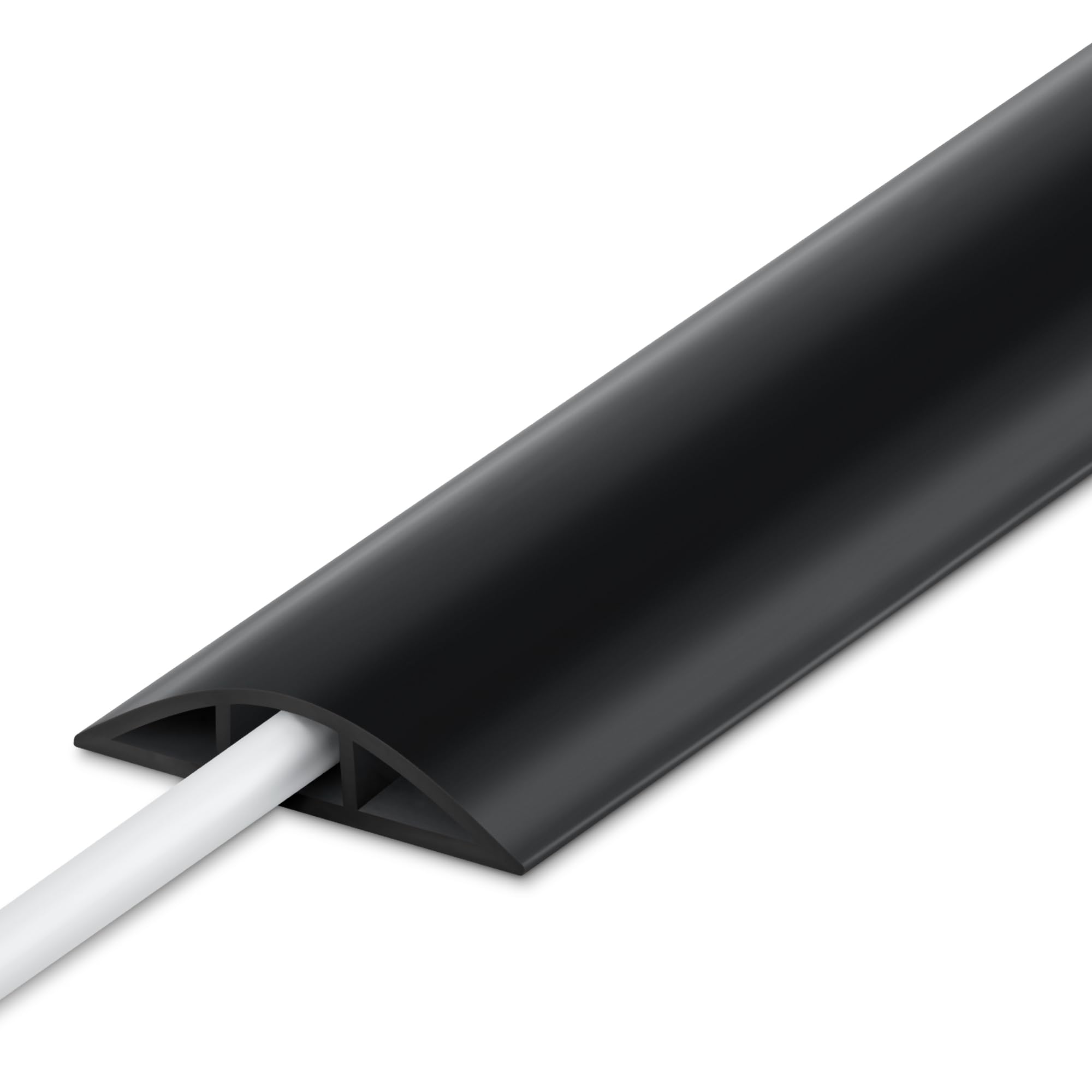 Lzeoy 10Ft Floor Cord Cover, Black Cord Hider Floor, Durable Cord Covers For Wires On Floor, Cable Floor Cover Power Cord Cover,