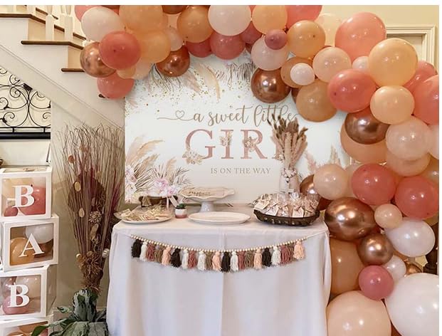 Mocsicka Boho Hello Baby Backdrop Boho Chic Pink Flowers Baby Shower Background A Sweet Little Girl Is On The Way Party Cake Tab