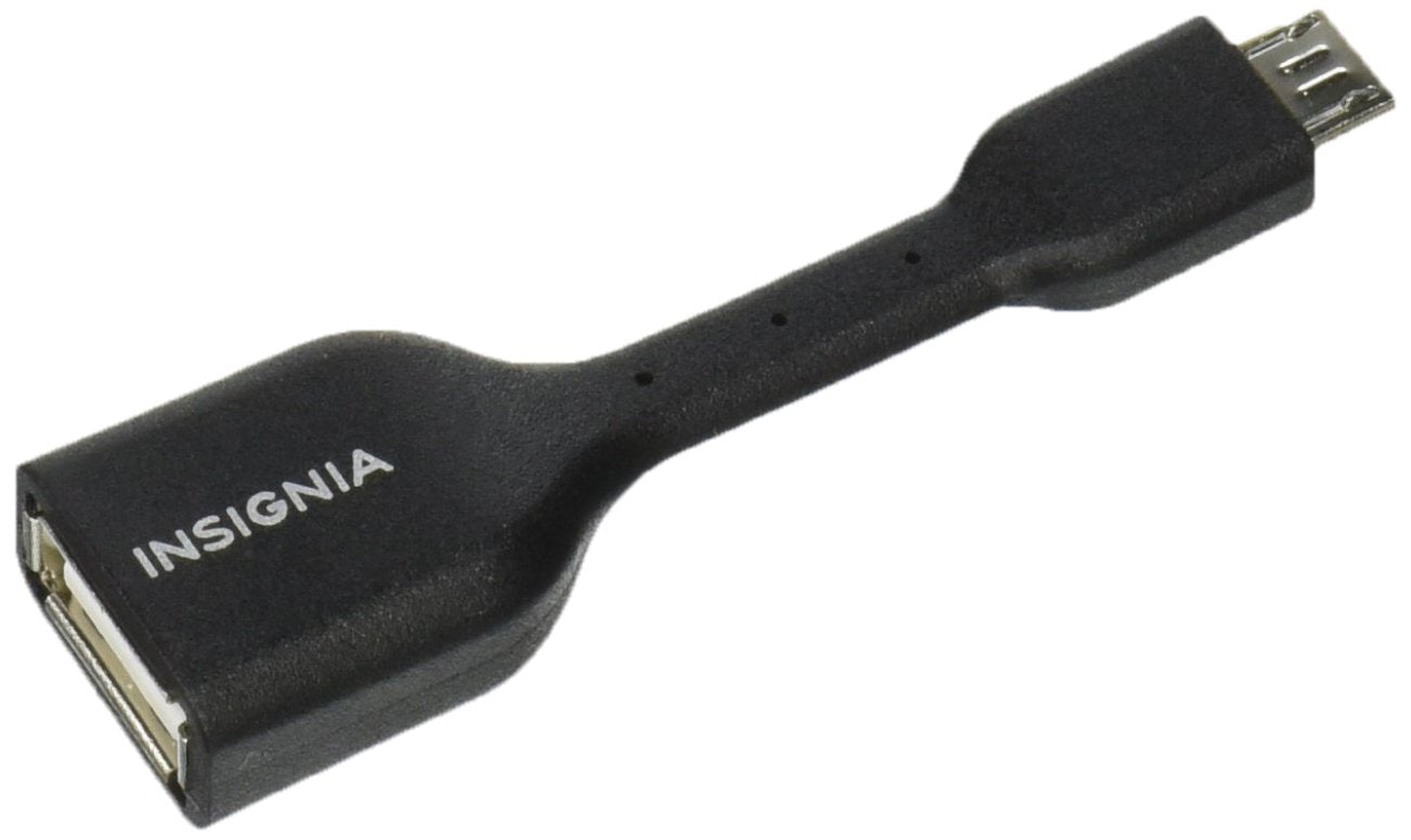 Insignia OTG (On The Go) Micro USB-to-USB Type-A Adapter Cable for Android Devices, Model: NS-MOTGD, Black