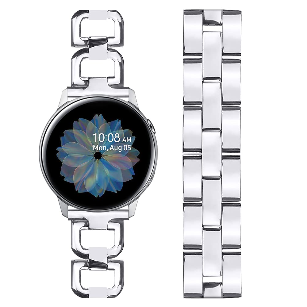 Joyozy Stainless Steel D Shaped Watch Bands For Galaxy Watch Active 40Mm/Active2(40Mm)(44Mm)/Galaxy Watch(42Mm),Metal D Chain Ba