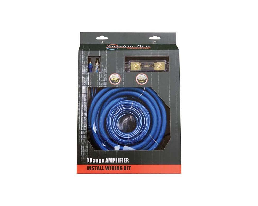 American Bass Abblue0Gkit 0 Gauge Wiring Kit 250A Anl Fuse