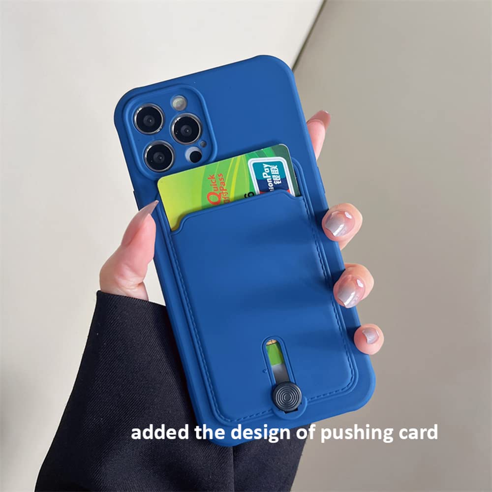 Jiatay For Iphone 12 Mini Case With Card Holder [Slim + Protective] Silicone Phone Case Iphone 12 Mini Wallet For Women Men (Nav