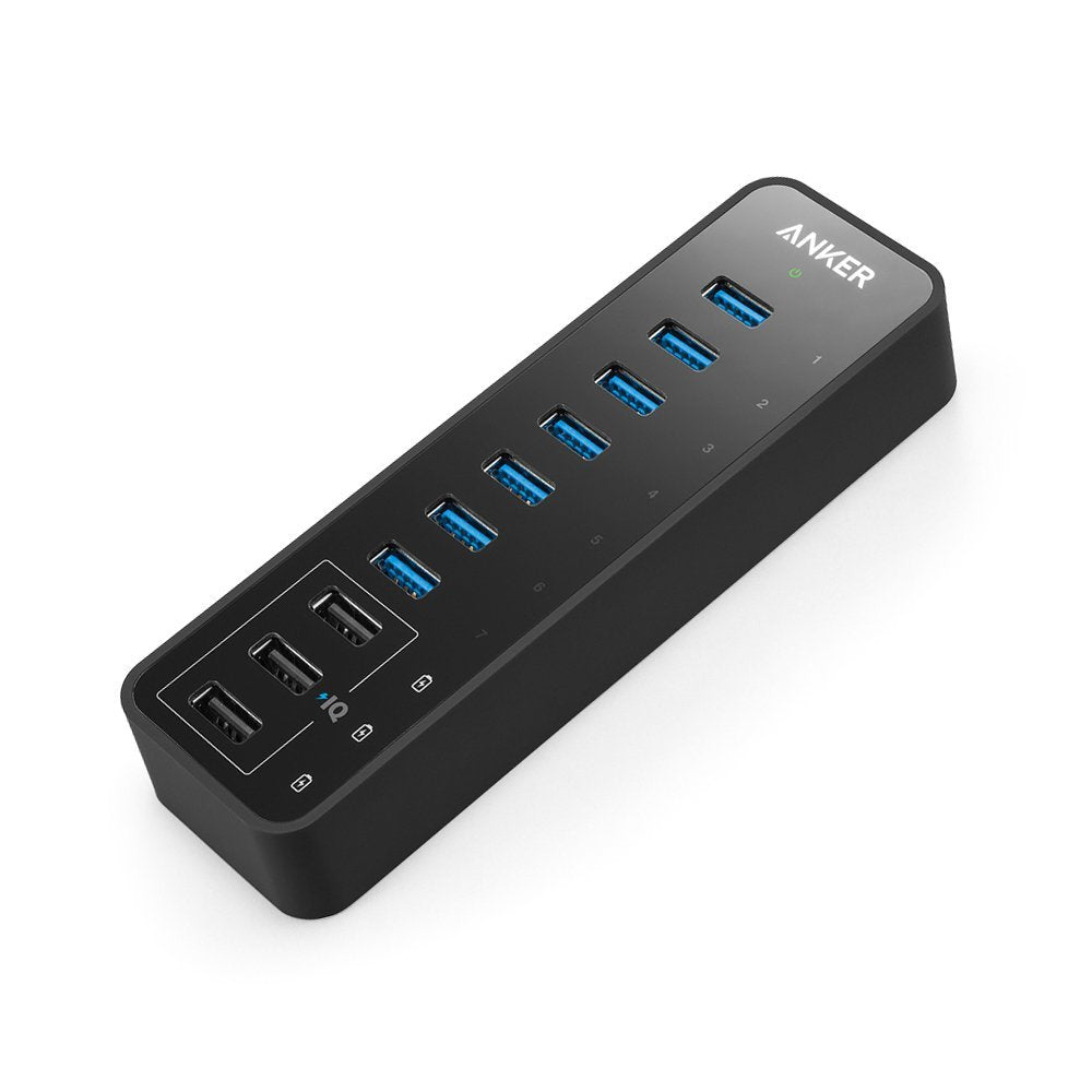 Anker 10 Port 60W Data Hub With 7 Usb 3.0 Ports And 3 Poweriq Charging Ports For Macbook, Mac Pro/Mini, Imac, Xps, Surface Pro,