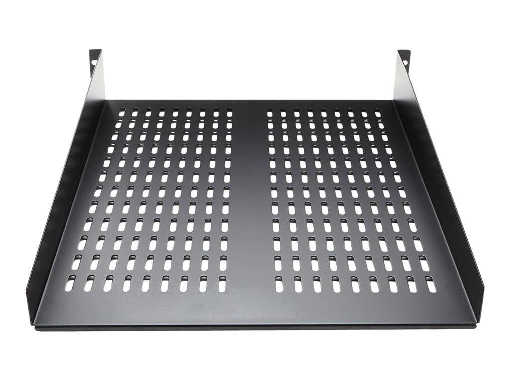 2U 22In Vented Rack Mount Shelf   Fixed Server Rack Cabinet Shelf   50Lbs / 22Kg