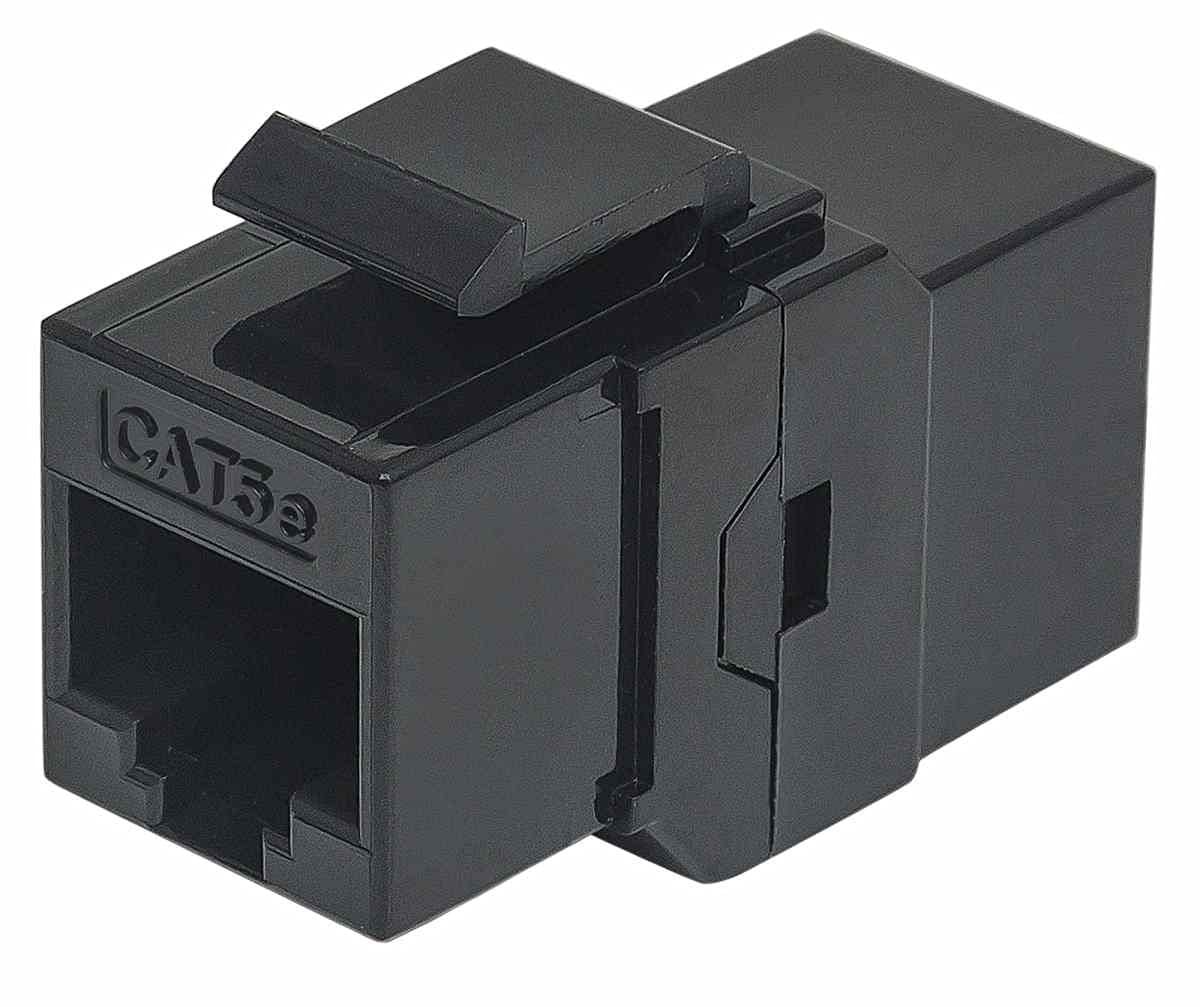 Manhattan Cat5E Inline Coupler, Keystone Type, 8P8C Female To 8P8C Female, Black (504775)