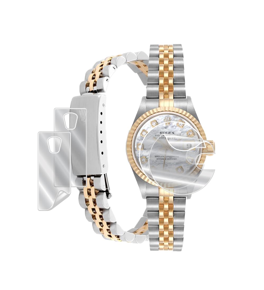 Ipg For Rolex Lady - Datejust Oyster Gold Watch Hydrogel Screen Protector (2 Units) + Clasp Protector (2 Units) Invisible Hd Cle
