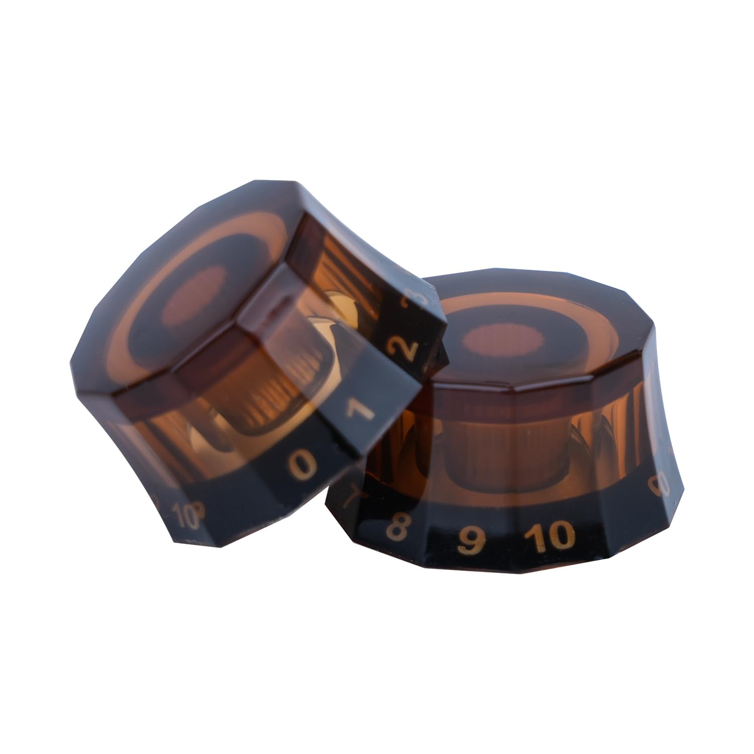 Xiyangjuan 4Pcs Dodecagon Design Transparent Electric Guitar Knobs Brown Speed Control Volume Tone Clera Knob For Prs Lp Sg Les