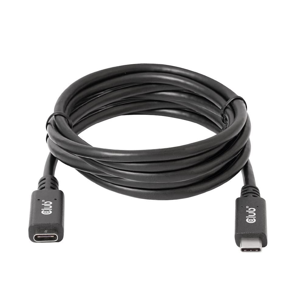 Club 3D USB Gen1 Type-C Extension Cable 5Gbps 60W(20V/3A), W128560905 (Cable 5Gbps 60W(20V/3A) 4K60Hz M/F 2M/6.56Ft)