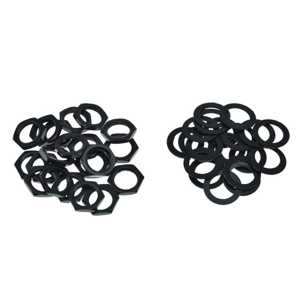Dopro 20* Guitar Input/Output Jack Socket Nut and Washer - Metric Jack Nuts for Import Guitars - Black