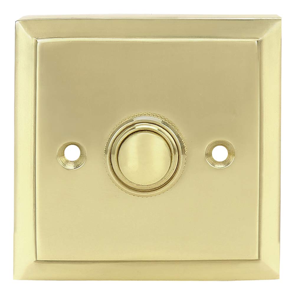 A29 Wired Brass Vintage Decorative Square Door Bell Chime Push Button Polished Lacquered Finish With Easy Installation Height 2
