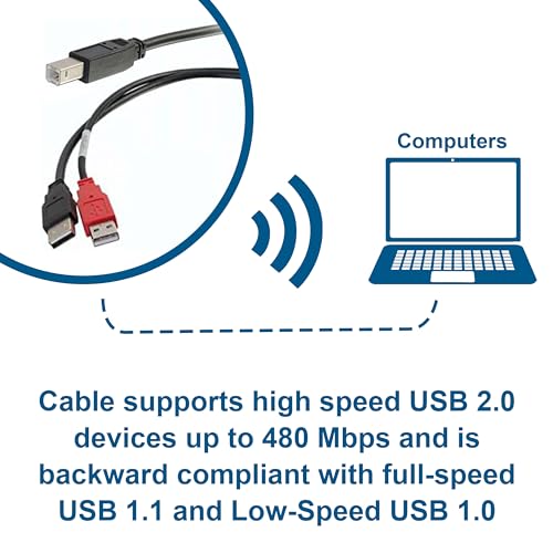C2G Usb Cable, Usb 2.0 Cable, Usb B Male To Two A Male Cables, Usb Y Cable, 6 Feet (1.82 Meters), Black, Cables To Go 28108