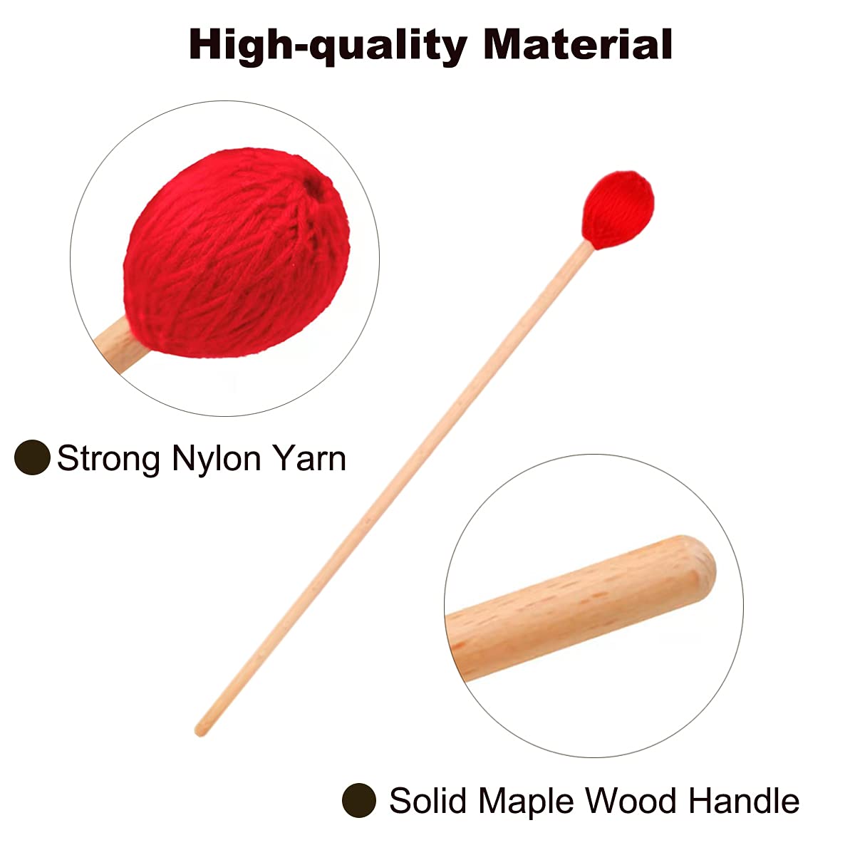 Marimba Mallets Medium Red Hard Yarn Head Keyboard Marimba Mallets With Maple Handles For Percussion Marimba Playing