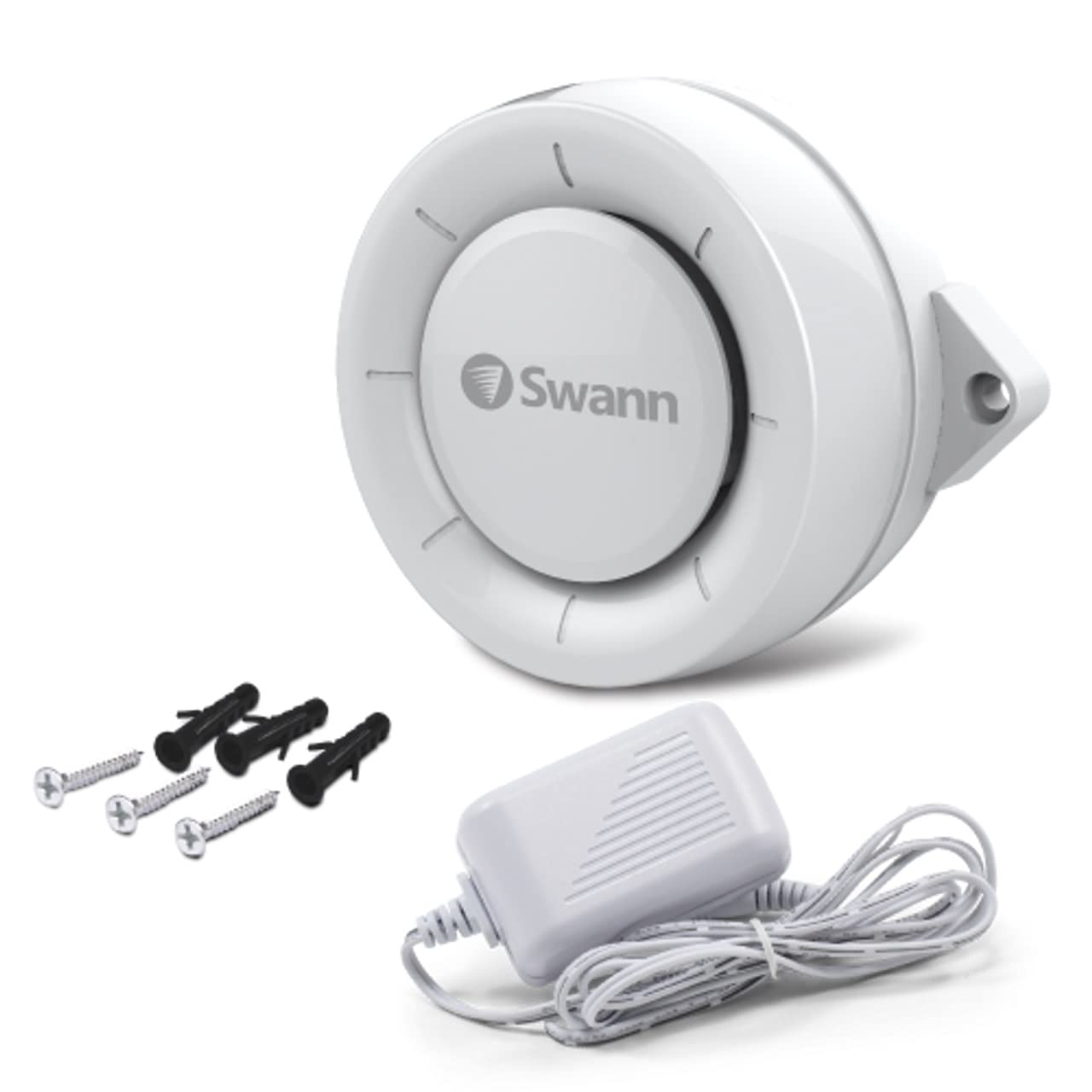 Swann Indoor Siren. Combine Wi-Fi Alert Sensors to Deter Intruders with Loud Siren and Visual Alert. Wi-Fi Connected, AC Powered