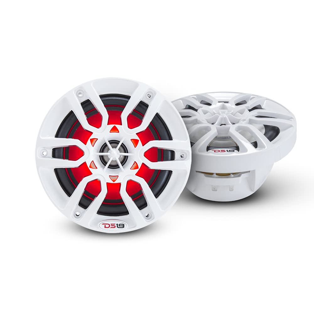 DS18 Hydro NXL-6 - High End Coaxial Speaker Pair - 2-Way Marine Speaker w/Integrated RGB Lights - 300 Watt - 100% UV Stable - Wa